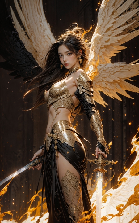 606247209521969541-1443080843-angel,Super powerful flame angel flies out of the clouds, behind him is golden meteor magic surrounding his body, Gothic style,.jpg
